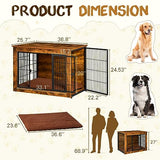 Bigrab Dog Crate Furniture with Thick Cushion, Side End Table Wooden Dog Cage with Double Doors, Chew-Resistant Dog Kennel Dog House Indoor for Small to Large Dog, L Bigrab