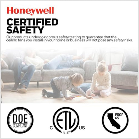 Honeywell Ceiling Fans Bonterra, 52 Inch Contemporary Indoor LED Ceiling Fan with Light and Remote Control, Dual Finish Blades, Reversible Motor - Model 50690-01 (Matte Black) Honeywell Ceiling Fans