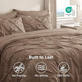 Bedsure Twin Comforter Set Brown - Bed in a Bag Twin Size Bedding 5 Pieces, GentleSoft™ Pintuck Bed Set Gift for Family, Pinch Pleat Brown Comforter with Sheets, Pillowcase & Sham Bedsure