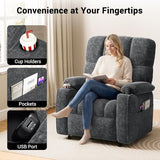 AMADA HOMEFURNISHING Power Recliner Chair for Adults, Infinite Adjustable Chenille Electric Recliner with Cup Holder, Remote, USB Port, Side Pockets & Thick Seat Cushion, for Living Room & Bedroom