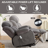 BOSMILLER Power Lift Recliner Chair for Elderly with Vibration Massage and Lumbar Heating Electric Oversized Single Sofa with Cup Holder and USB Charge Port for Living Room