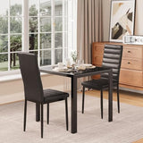 Gizoon 3 Piece Glass Dining Table Set, Kitchen and Chairs for 2, PU Leather Modern Room Sets for Home, Kitchen, Living Room Gizoon