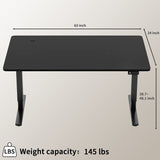 Furmax Electric Height Adjustable Standing Desk Large 63 x 24 Inches Sit Stand Up Desk Home Office Computer Desk Memory Preset with T-Shaped Metal Furmax