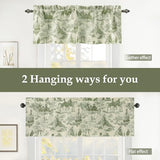 DriftAway Toile Linen Lined Valance Double Layer Thermal Room Darkening Blackout Window Curtain for Kitchen Bathroom Farmhouse French Country Vintage Printed Pattern Single 52 x 24 Inch Loden Green DriftAway