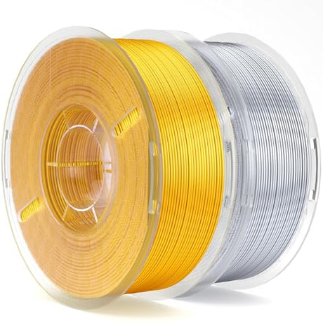 ELEGOO Silk PLA Filament 1.75mm Gold & Silver 2KG, 3D Printer Filament Dimensional Accuracy +/- 0.02mm, 2 Pack 1kg Spool(2.2lbs) 3D Printing Filament Fits for Most FDM 3D Printers ELEGOO
