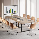 LITTLE TREE 8FT Conference Table for 10 People, Large Meeting Table, Modern Wooden Conference Room Table with Cable Management, Business Training Table with Strong Metal Legs for Office, Maple Color LITTLE TREE