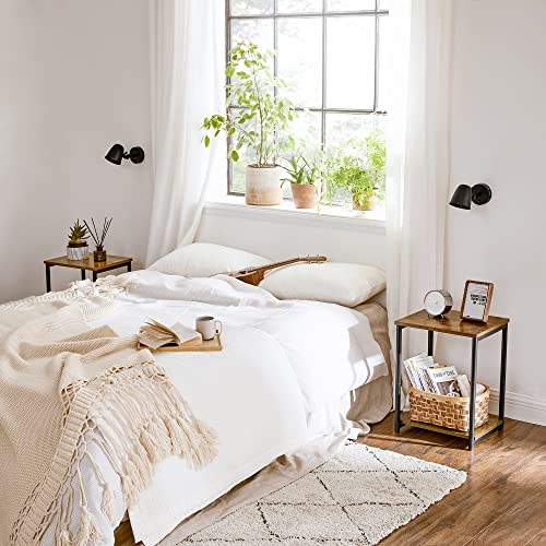 VASAGLE Side Tables Set of 2, Small End Table, Nightstand for Living Room, Bedroom, Office, Bathroom, Rustic Brown and Black ULET272B01 VASAGLE