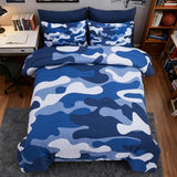 Holawakaka Twin Size Camouflage Bedding Comforter Set with Sheets, Boys Girls Men Camo Bed in A Bag 5 Pieces, Kids Teens Dorm Bed Sets Neutral Farmhouse Lodge Cabin Army Bedspread (Blue, Twin) Holawakaka