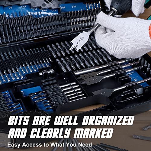 COMOWARE Drill Bit Set, 246 Pcs for Cordless Drill, Drill Driver Bit Set for Wood, Metal, Masonry, Cement and Screwdriver Bits Set Combo Kit COMOWARE