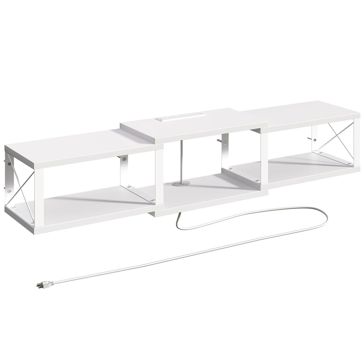 MAHANCRIS Floating TV Stand with Power Outlet, Wall-Mounted Entertainment Console Center with Storage, Floating TV Shelf for Under TV Storage, for Living Room, Bedroom, White TVBW101E01 MAHANCRIS