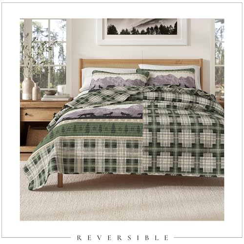 Great Bay Home 3-Piece Reversible Rustic Lodge Bedspread Quilt with 2 Shams. All-Season Quilt Set. (King, Salt Creek) Great Bay Home