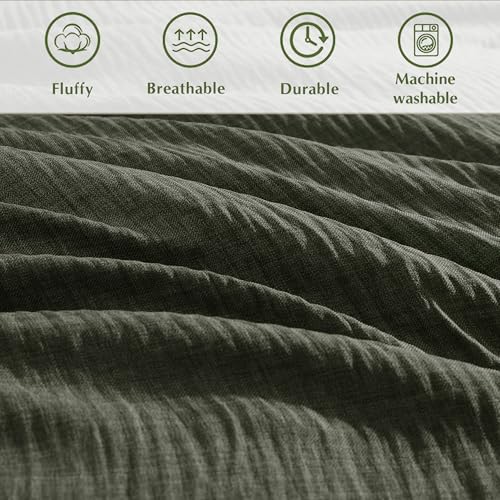Geniospin California King Comforter Set - 7 Pieces Comforter King Size, Soft Solid Bedding Set for All Season, Textured Bed in a Bag with Sheets, Pillowcases & Shams (Dark Green,104''x96'') Geniospin