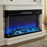 OKD 52 Inch Electric Fireplace with Mantel, Fireplace TV Stand with 36" 3-Sided Glass Electric Fireplace Heater for Living Room (Antique White) OKD