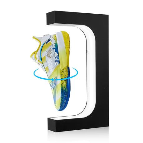 exekoml Levitating Shoe Display, Floating Shoe Display Stand 360 Degree Rotating Magnetic Levitation Sneaker Rack Holder with LED Light for Home Decoration, Gifts, Shoes Store Show (Black) exekoml