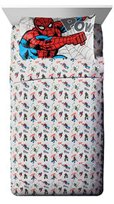 Marvel Spiderman Spidey VS 5 Piece Twin Size Bed Set - Includes Comforter & Sheet Set Bedding - Super Soft Fade Resistant Microfiber (Official Product) Jay Franco