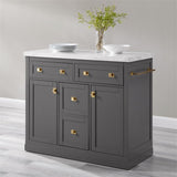 Pemberly Row Modern Wood Kitchen Island with Storage in Gray/White Pemberly Row