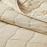 Wonderful Natural Linen Cotton Quilt - Skin-Friendly Breathable & Hypoallergenic Quilt King, 3 Piece Wavy Box Stitched Linen Bedding Set, All-Season Use Bedspread & Coverlet Bedding, 104"x94" Wonderful