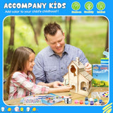 Crafts Bird Feeder, DIY Bird House Wood Craft Kit for Kids Ages 3-5 4-8 8-12,Build and Paint Wooden Bird House Feeder, DIY Wild Birdhouse Art Activities Crafts for Children Boys Girls Col-Pary