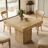 Tribesigns 39-Inch Square Dining Table for 4, Farmhouse Small Kitchen Dinner Eating Table with Sturdy Pedestal Base, Wooden Dining Room Furniture for Dining Room, Kitchen, Apartments, Natural Tribesigns