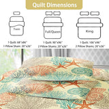 Tritard 3 Piece Coastal Quilt Sets Full/Queen Size - Reversible Microfiber Quilts with 2 Shams Soft Lightweight Beach Bedding Nautical Bedspread Coverlet Summer Comforter for All Season, 90''x96'', C4 Tritard