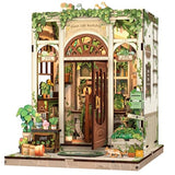 Fsolis Book Nook Kit, 3D Wooden Puzzles for Adults DIY Miniature House Kit Mini Building Kit Booknook Bookstore Bookshelf Diorama Gifts for Women Book Lovers (Green Life's Bookshop)