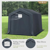 Sophia & William Outdoor Storage Shed Carport 8x12 ft Heavy Duty, Portable Garden Yard Car Port Shelter Storage Tent Garage with Roll Up Doors and Ventilation, Grey Sophia & William