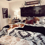 HiEnd Accents Amelia Western Bedding 3 Piece King Size Comforter Set, Black and Off-White Southwestern Aztec Geometric Pattern, Rustic Jacquard Comforter Set with Pillow Shams