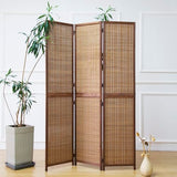 Furnnylane 3 Panel Bamboo Room Divider and Folding Screen Divider,Two in One Detachable and Foldable Panel Divider for Room Separation,Brown,67" H x 46" W Furnnylane
