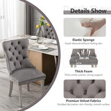 HAIZAO 5 Piece Silver Luxury Glass Dining Set, Modern Minimalist Kitchen Table Set for 4, 36'' Clear Square Glass Top Dinner Room Set, Grey High-end Tufted Chairs, for Small Place Living Room HAIZAO