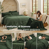 Bedsure Gentlesoft 2-in-1 King Size Comforter Set and Detachable Fluffy Blanket, Olive Green Bedding Set for All Season Use, SnapTech Design for Space Saving(Includes 2 Pillow Shams,2 Pillowcases) Bedsure