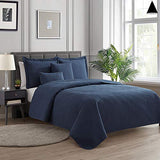 Hearth & Harbor Quilts Twin Size - All Season Bedspread Coverlet Set, Pinsonic Weave Lightweight Bedding Set - 4 Piece Twin Quilt Set with Pillow Shams, Diamond - Navy Hearth & Harbor