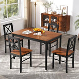 Giantex 5-Piece Dining Table Set for 4, Rectangular Kitchen Table & 4 Chairs with Rubber Wood Legs, Cross Backrest, Space-Saving Mid Century Modern Dinette Set for Dining Room, Breakfast Nook, Dinner Giantex