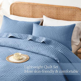 Davulos Twin Quilt Bedding Set,Bluish Grey Ultrasonic Quilt Set Reversible Microfiber Bedspread,Lightweight Soft Modern Geometric Coverlet Set for All Seasons(1 Quilt,1 Pillow Sham) Davulos