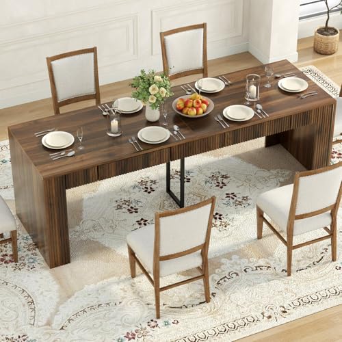 Gyfimoie 78.74" Executive Desk, Large Office Desk with 2 Drawer, Farmhouse Wooden Computer Desk Writing Table Conference Workstation Table for Office, Study, Dark Brown Gyfimoie