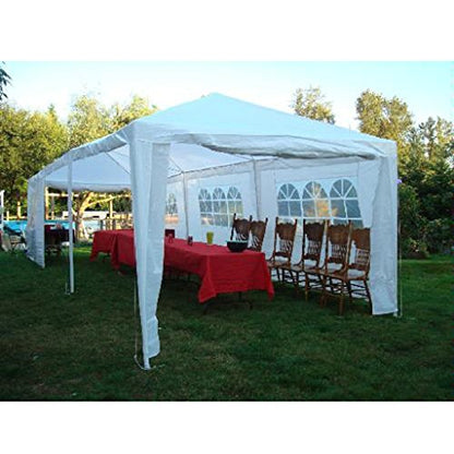 Palm Springs 10 x 30 Foot White Party Tent Gazebo Canopy with Sidewalls