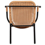 EMMA + OLIVER 2 Pack Beige Rattan Indoor-Outdoor Restaurant Stack Chair with Curved Back EMMA + OLIVER