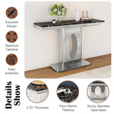 ModaWhly 47 Inch Console Table with Black Rectangular Faux Marble Top, Modern Sofa Entryway Table with Silver Stainless Steel Base for Living Room, Hallway, Entrance ModaWhly