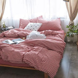 mixinni Red Gingham Comforter Set Twin XL, Plaid Comforter Set 3 Pieces 1 Red Grid Comfoter with 2 Pillow Cases for All Seasons, Soft Fluffy Modern Grid Pattern Printed Bedding-Twin XL Size mixinni