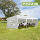Linkhoo 10x30 FT Outdoor Canopy Party Tent with 5 Removable Sidewalls, Large Waterproof Wedding Tents w/Ground Nails & Windproof Ropes, Outside Gazebo Pavilion Event Shelter for Garden Patio, White LINKHOO