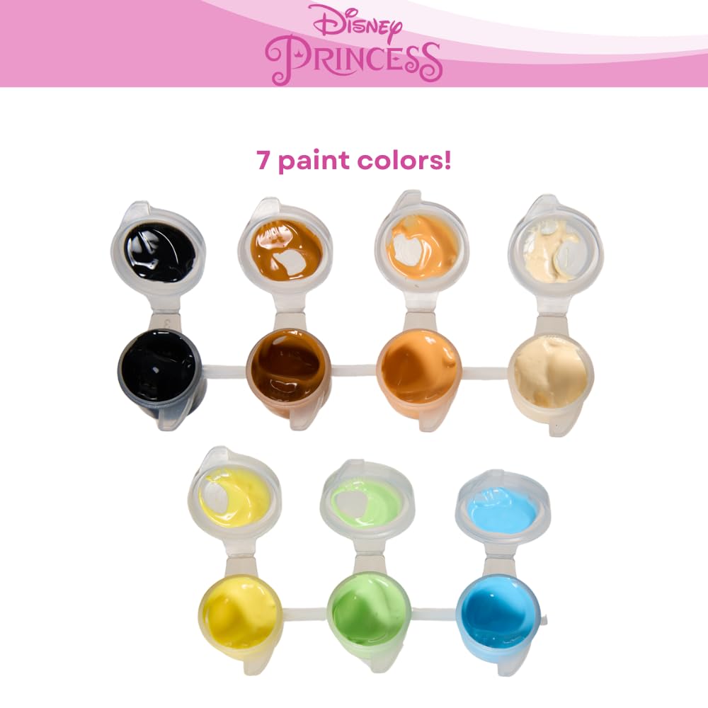 Innovative Designs Disney Princess DIY Paint Your Own Figurines Arts and Crafts Set for Girls, Paint, Paint Brush, and Glitter – Cinderella, Belle, Tiana, Jasmine, and Princess Castle Innovative Designs