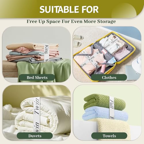 Meatykui 4 Pieces Bed Sheet Organizer and Storage Size Label Bands, Elastic Linen Labels for Bed Sheet Sets, Elastic Bedding Bands for Organizing The Linen Closet(Full 4Pcs) Meatykui