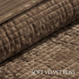 EVERGRACE Velvet Quilt Set King Size, Luxurious Soft Quilted Bedding Sets, Lightweight Velvet Comforter for All Season, Striped Channel Bedspread Coverlet with 2 Shams, Mushroom Brown EVERGRACE
