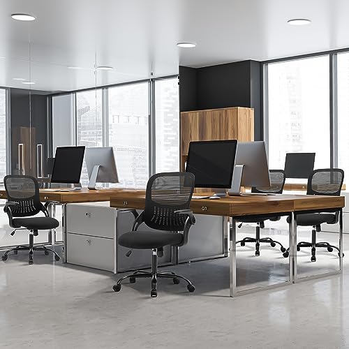 Sweetcrispy Home Office Managerial Executive Chair, Ergonomic Mesh Adjustable Swivel Mid-Back Chair with Comfortable Lumbar Support, Comfy Arms for Bedroom,Study,Student Sweetcrispy
