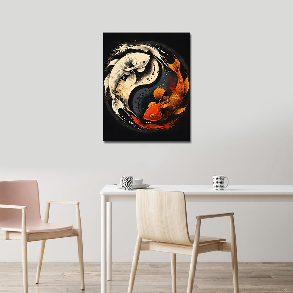 TUMOVO Paint by Numbers for Adults Beginner, Yin Yang Symbol with Koi Fish Paint by Numbers Kid Paint by Number Kits DIY Acrylic Painting Kits Paint by Numbers for Kids Beginner, 16 x20 Inch TUMOVO