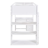 Harper & Bright Designs Twin Size Loft Bed with Desk and Bookshelf, Solid Wood Loft Bed Frame with Storage Drawers, 14.6" Height Full Length guardrail, for Kids Teens Adults - White Harper & Bright Designs
