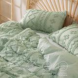 Bedsure Boho Twin Duvet Cover, Soft & Comfortable Elegant Design Boho Bedding for Decoration, Machine Washable Comforter Cover for All Seasons,Includes 1 Duvet Cover & 1 Pillow Sham,Light Green Bedsure