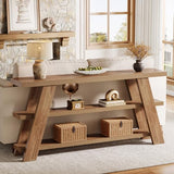 Tribesigns 70.9" Extra Long Console Table with Storage, 3-Tier Narrow Wooden Sofa Table Behind The Couch, Farmhouse Entry Foyer Table for Entryway, Living Room, Hallway, Brown Tribesigns