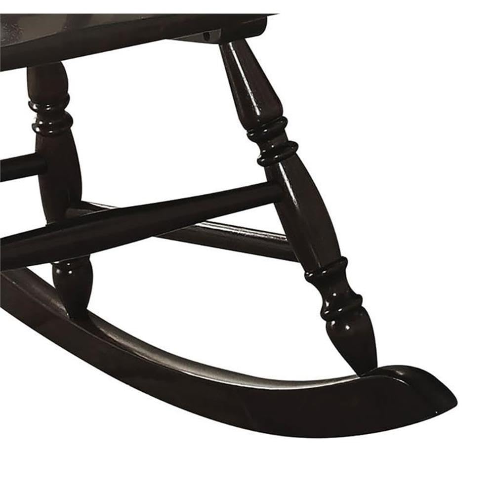 Acme Arlo Wooden Rocking Chair with Spindle Back and Recessed Armrest in Black