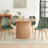 somedream Dining Table Set for 4, Mid Century Modern 47 Inch Wooden Round Dining Table Set, Space Saving (Table + 4 Green Chairs) somedream