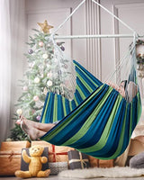 XXL Hammock Chair Hanging Rope Swing with 2 Cushions - Max 500lbs-Perfect for Patio, Porch, Bedroom, Backyard, Indoor or Outdoor - Includes Hanging Hardware Kits Lulladle